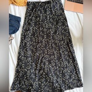 Urban Outfitters Black Midi Skirt with Cream Floral
